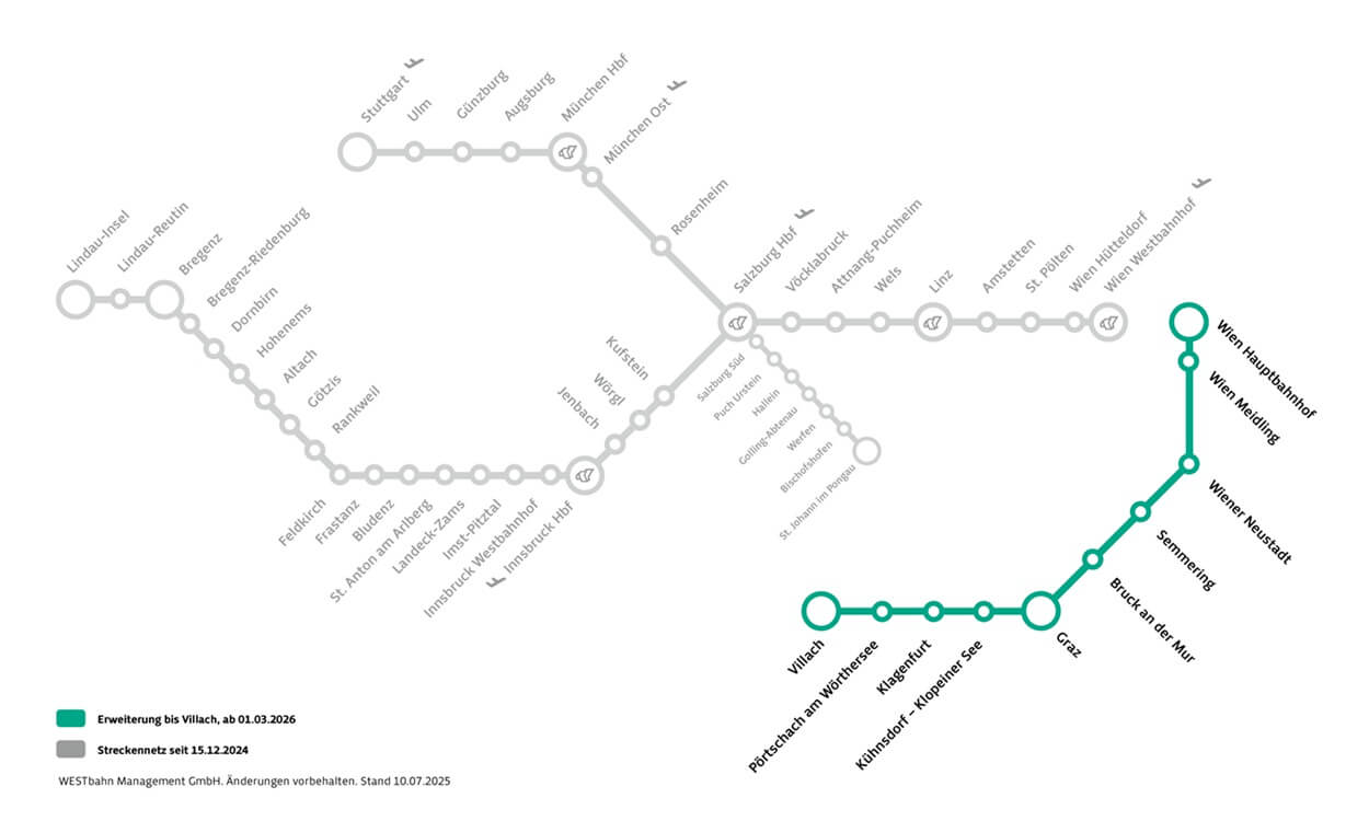 Westbahn Network – Southern Extension